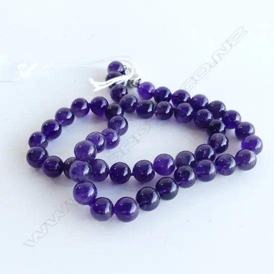 AMETHYST BEADED NECKLACE, 925 SILVER CLASP