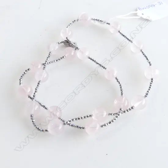 ROSE QUARTZ BEAD & CRYSTAL NECKLACE 
