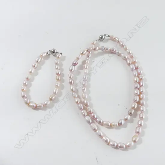 BAROQUE PEARL NECKLACE L.610mm & BRACELET - MAGNETIC CLASPS