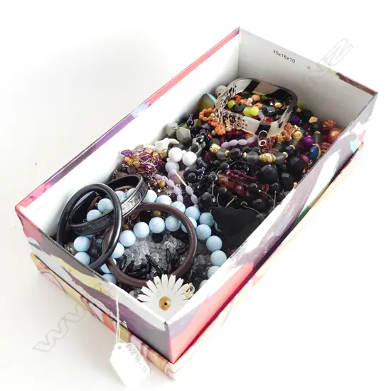 BOX LOT ASST VINTAGE PLASTIC & BROKEN JEWELLERY