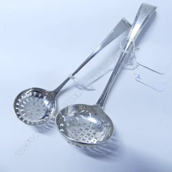 TWO GEORGIAN SILVER SIFTING SPOONS, LONDON, GEORGE SMITH & BATEMAN, 46GM