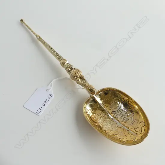 1910 SILVER GILT ANNOINTING SPOON 98gm (copy of the original 12thC spoon used in the coronation)