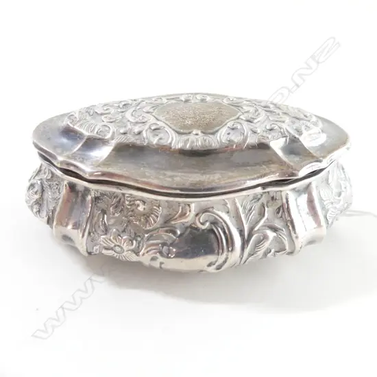 STG SILVER  LIDDED JEWELLERY BOX L80MM 20495