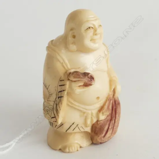 IVORY NETSUKE  SIGNED HOTI  H50MM