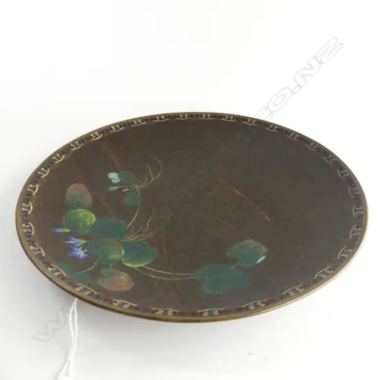 BROWN CLOISONNE DISH 305mm dia