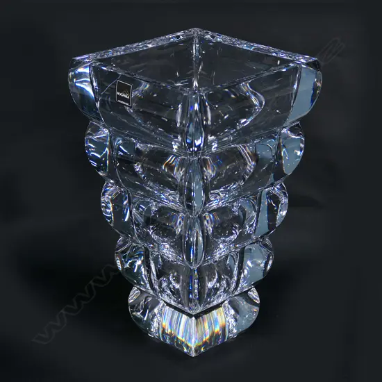 A Rogaska crystal tapered modernist vase,