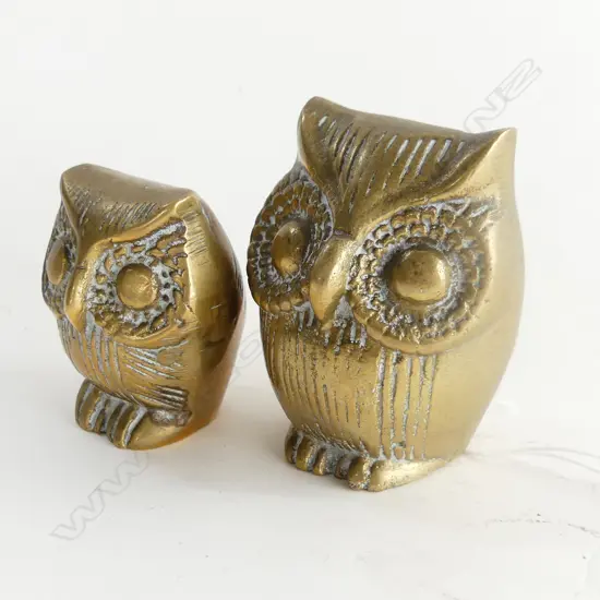 TWO BRASS OWLS H. 68, 50MM