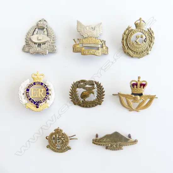 8 ASST. NZ WAR BADGES INCL. NZ WWI REINFORCEMENT BADGE 13 (SOME RESTRIKES)