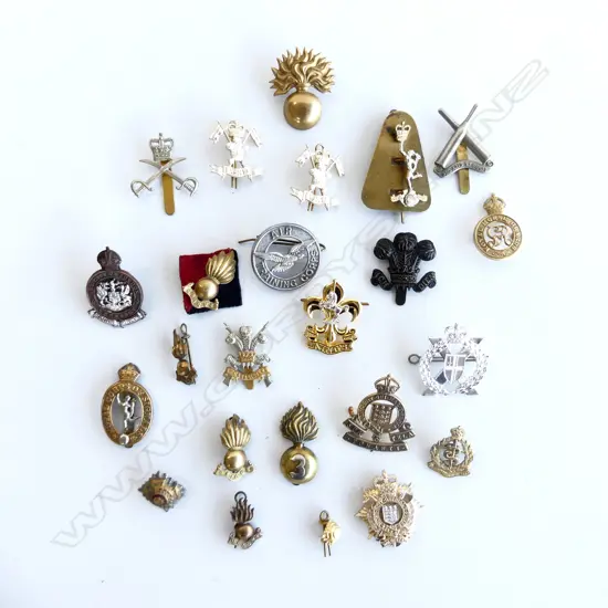 24 ASST. MOSTLY UK WWI MILITARY CAP BADGES (SOME RESTRIKES) ETC