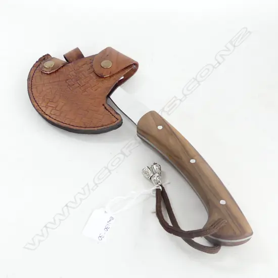 RTV MIDDLE EASTERN STAINLESS STEEL AXE WITH LEATHER POUCH