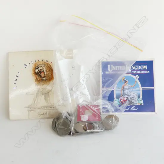 BAG MIXED OLD COINS + 1984 MINT UNCIRC. UK COINS & 1 OTHER MINT COLLECTION 