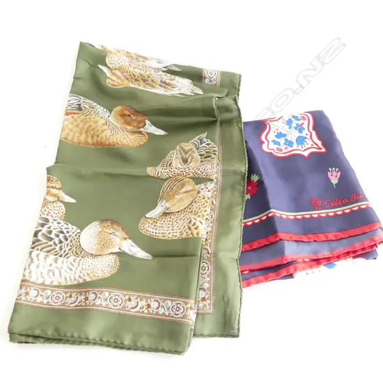 GENUINE CELIA BIRTWELL SILK ROLLED HEM SCARF PLUS VINTAGE ITALIAN SCARF 