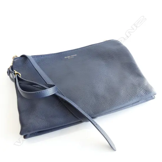 DEADLY PONIES DARK BLUE LEATHER CROSS BODY BAG 