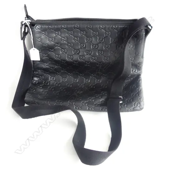 BLACK GUGGI SHOULDER BAG W.320mm some wear