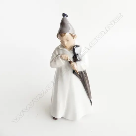 ROYAL COPENHAGEN FIGURINE, BOY w. UMBRELLA H.160mm