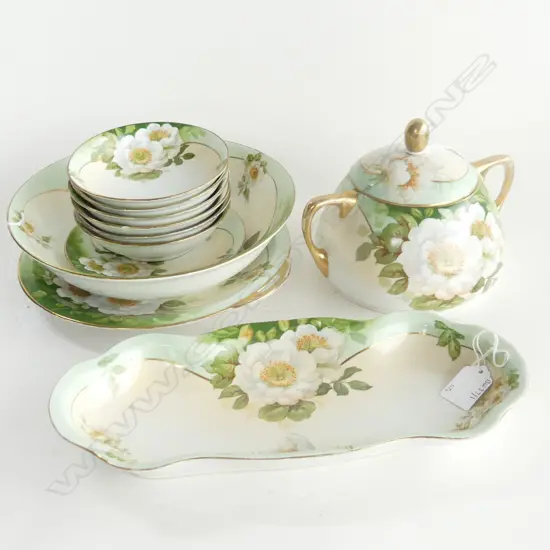 11 PCS OF ROYAL RUDOLSTADT CHINA, LIDDED 2-HANDLE BOWL, FRUIT SALAD BOWL & DISHES + 3 DISHES