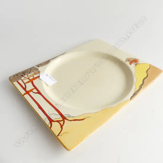 CLARICE CLIFF 'THE BIARRITZ' RECTANGULAR PLATE 210x265mm 2 corners w. chips