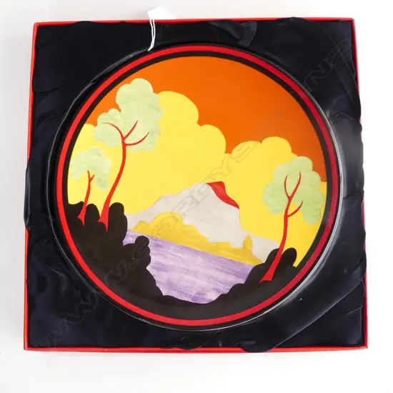 REPRODUCTION WEDGWOOD CLARICE CLIFF ETNA PLATE 305mm dia, BOXED w. CERTIFICATE