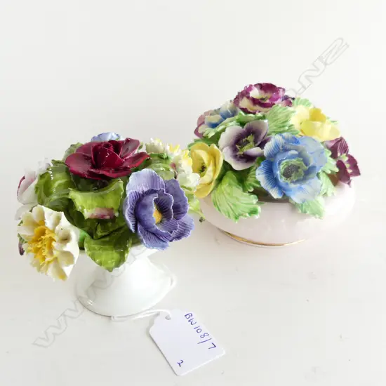 2 FLORAL ORNS ADDERLEY & AYNSLEY LARGEST L110 H80MM