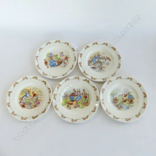 5 ROYAL DOULTON BUNNIKINS PAT SIDEPLATES DIA165MM