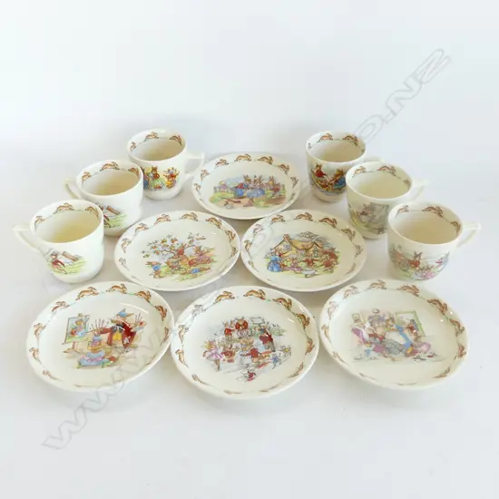 6 ROYAL DOULTON BUNNIKINS PAT CUP & SAUCERS 