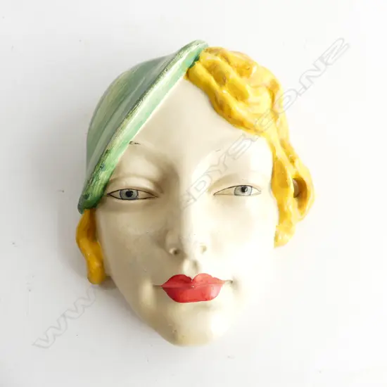 BESWICK 1930s ART DECO LADY WALL FACE MASK PLAQUE #197 H.160mm