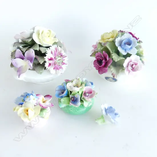 4 FLORAL ORNS AYNSLEY STAFFORTURE ETC LARGEST 100MM DIA