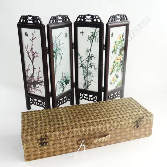 **RTV**4 CHINESE EMBROIDERED SCREENS H. 370MM - IN ORIGINAL BOX