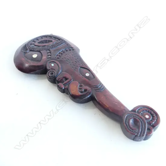 CONTEMPORARY CARVED MAORI WOODEN PATU L 410 MM