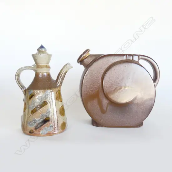 LIDDED STUDIO POTTERY POURING VESSEL H.180mm + FRENCH TEAPOT