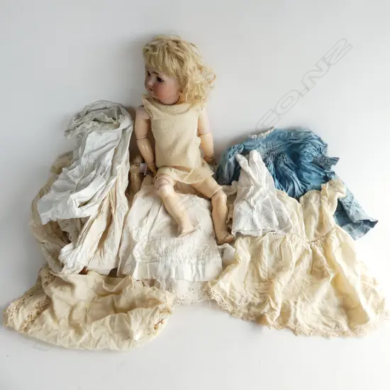ANTIQUE HALBIG SLEEPY EYE DOLL + CLOTHES