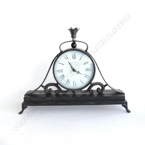 REPRODUCTION FRENCH STYLE METAL MANTLE CLOCK W.400mm H.300mm