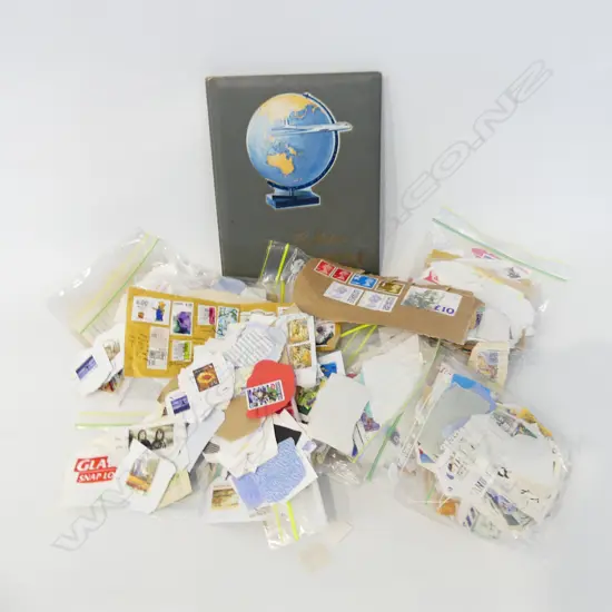 VINTAGE STAMP ALBUM + ASST. LOOSE STAMPS