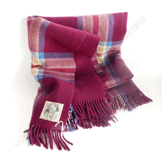 KAIAPOI WOOLLEN MFG. Co. RED CHECK BLANKET MAORI LABEL