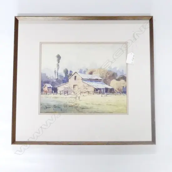 BRIAN HALLIDAY W/C 'WOOLSHED NEAR FOX GLACIER'220 x 270mm