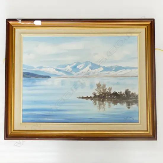 OIL  REFLECTIONS ON LAKE TEKAPO BY FRANK EDEN H630 L790MM