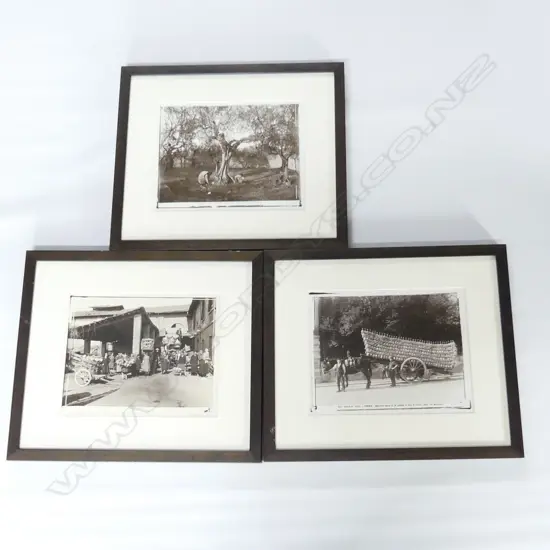 3 FRAMED OLD ITALIAN SCENE PHOTO PRINTS 260 X 200MM