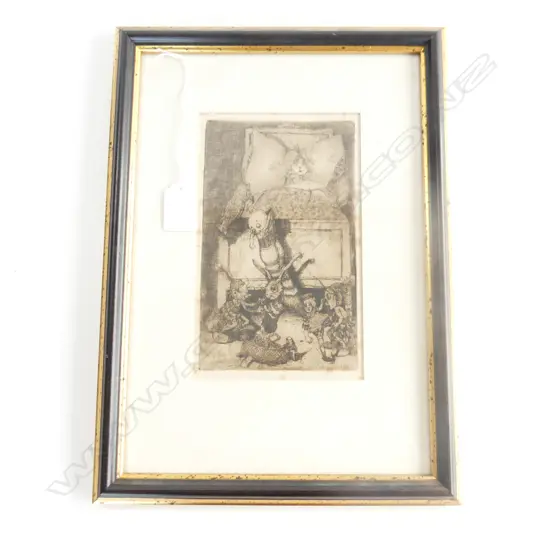 TREVOR LLOYD ETCHING 'BEDTIME' 195x120mm