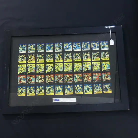 FRAMED SET OF 50 BLUEBIRD 2008 RUGBY SUPERSTARS  790 X 540MM (INCL FRAME)