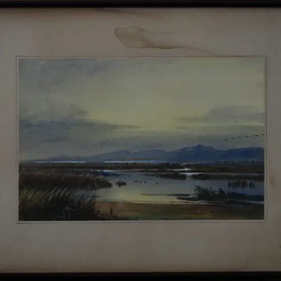 HENRY HUGHES RICHARDSON (UK 1882-1964), MARSH LANDSCAPE, WATERCOLOUR, SIGNED, 370mm x 490mm