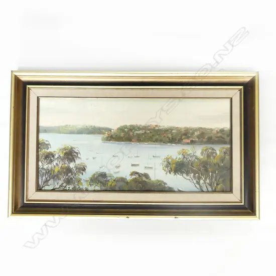 J. HANSEN OIL ON BOARD 'MIDDLE HARBOUR'  190 x 390mm (Australian artist)