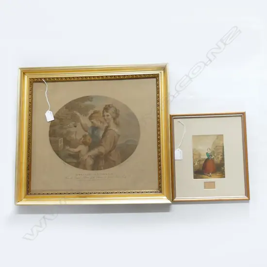 2 PRINTS; BARTOLOZZI 'AFFECTION AND INNOCENCE' 380x430mm GILT FRAME + BAXTER 'JENNY LIND' 140x100mm