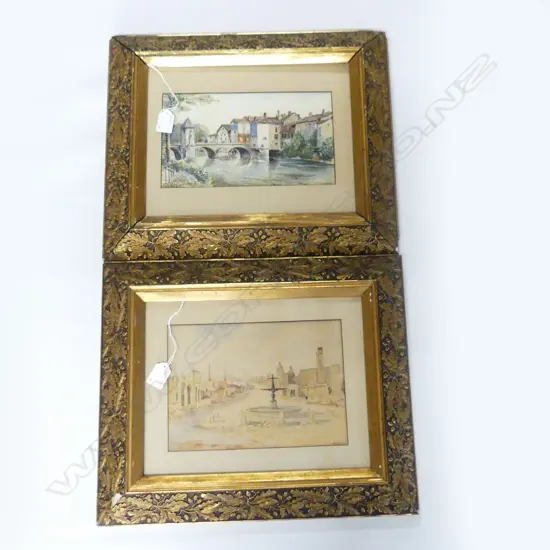 2 W/Cs IN ANTIQUE GILT FRAMES OAK LEAF DESIGN 380 X 440mm overall