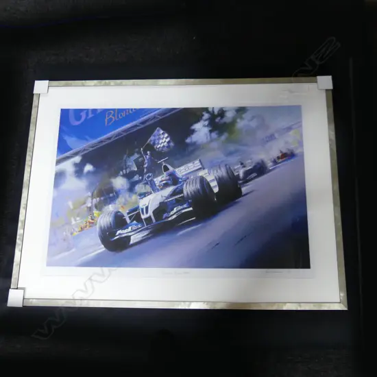 LARGE FRAMED MONTOYA'S MONACO 2003 980 X 680 MM LTD EDITION PRINT 17/150 SIGNED DON PACKWOOD
