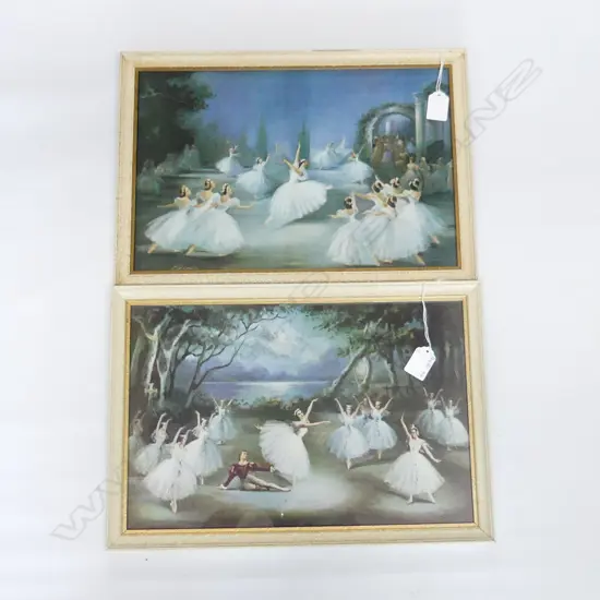 2 RETRO FRAMED BALLET PRINTS; GISELLE & L'AIGION 365 X 240MM