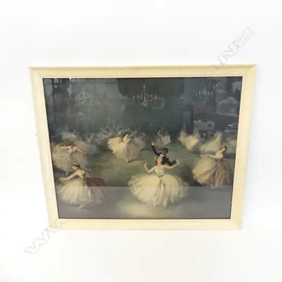 RETRO FRAMED CARLOTTA EDWARDS BALLET PRINT;  LA VALSE  540 X 445MM