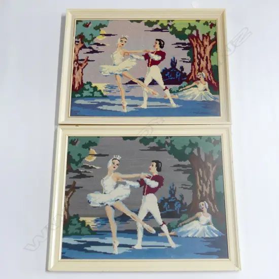 2 LG FRAMED BALLET TAPESTRY 540 X 420MM & 540 X 390MM (ONE IS MISSING THE GLASS FRONT)