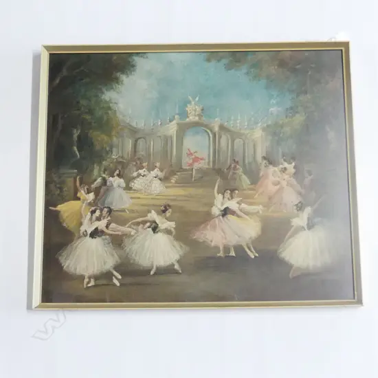 RETRO FRAMED CARLOTTA EDWARDS BALLET PRINT 'PRINTEMPS A VIENNE' 540 X 460MM