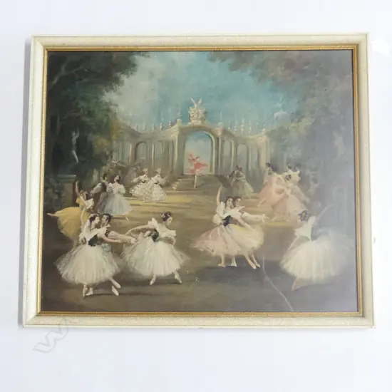 RETRO FRAMED CARLOTTA EDWARDS BALLET PRINT 'PRINTEMPS A VIENNE' 540 X 460MM