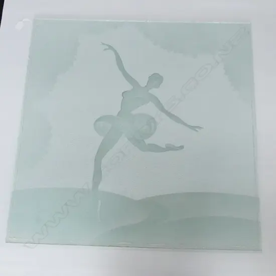 LG VINTAGE  FROSTED GLASS WINDOW PANE WITH ETCHED BALLERINA  835 X 835MM